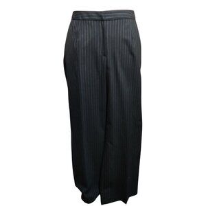 Jones New York 16W Plus Size Black Pinstripe Wide Leg Trousers Wool Blend Pants